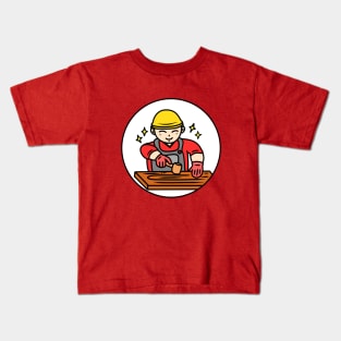 Cute cartoon carpenter Kids T-Shirt